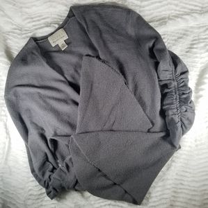 Hinge grey ruched and bell sleeve cardigan